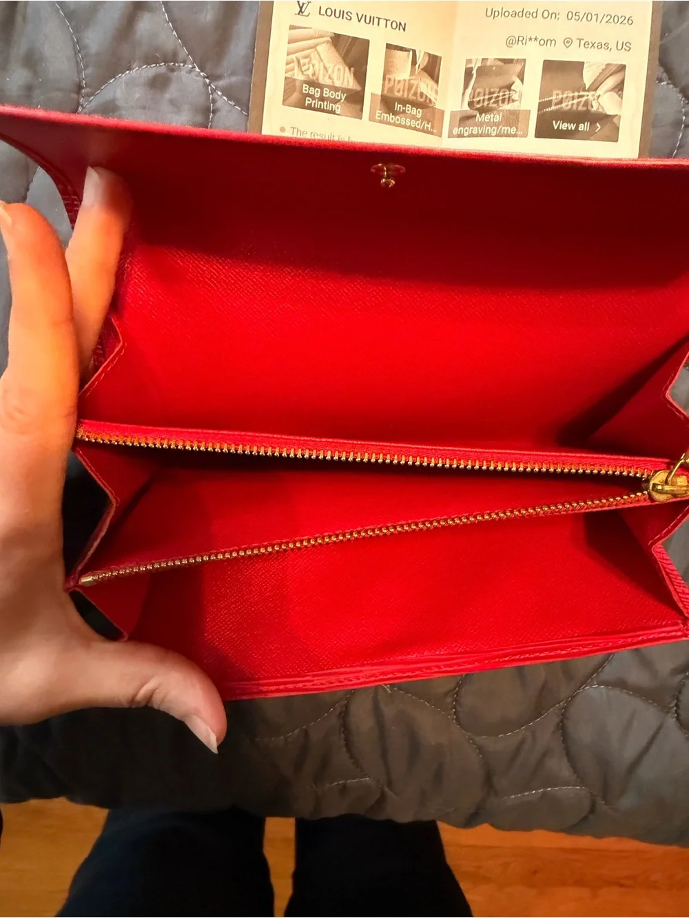Authentic Louis Vuitton Red Epi Leather Fold Wallet